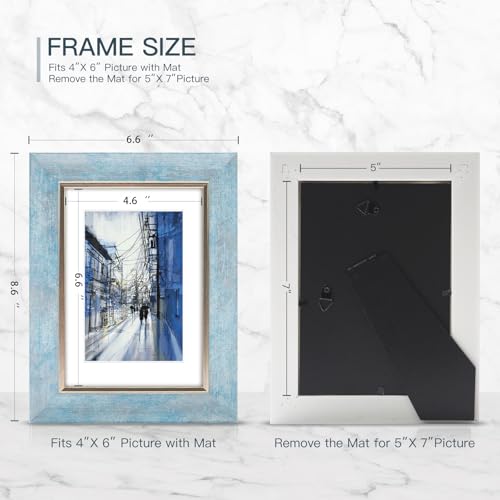 XUANLUO 5x7 Picture Frames Set of 4 Rustic Retro Photo Frame with HD Plastic Cover for Wall Mount and Tabletop Display Family Friends Wedding Gift - Image 3