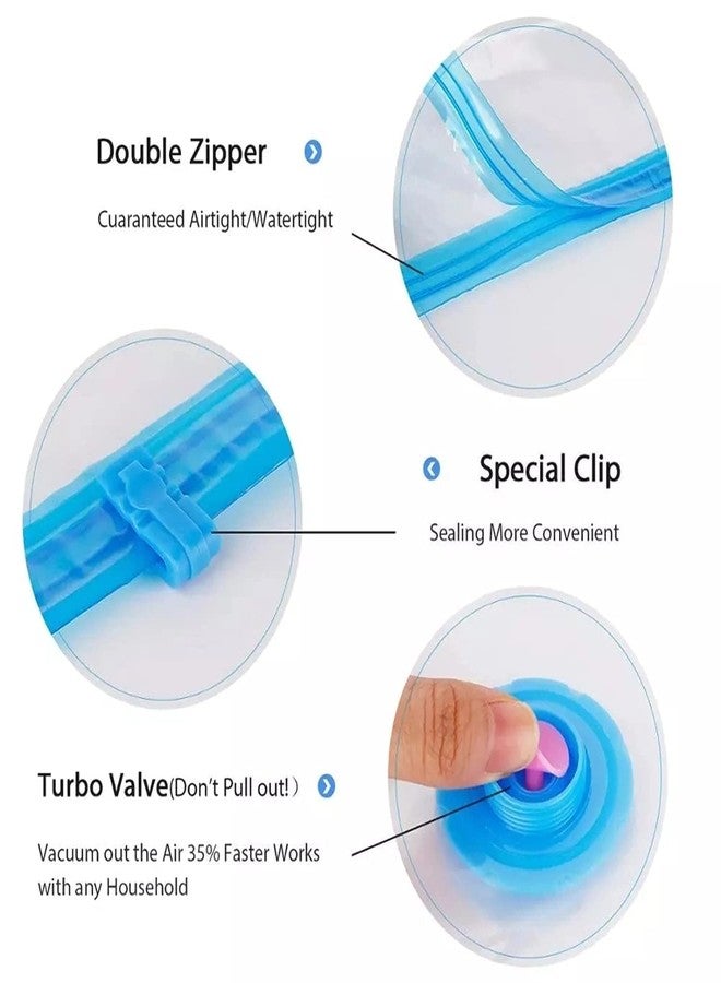 COOZICO Reusable Ziplock Vacuum Storage Space Saver Bags for Clothes with Travel Hand Pump - Pack of 5, polypropylene (2S (40cmx60cm), 2M (50cmx70cm), 1L(60cmx80cm)) - Image 3