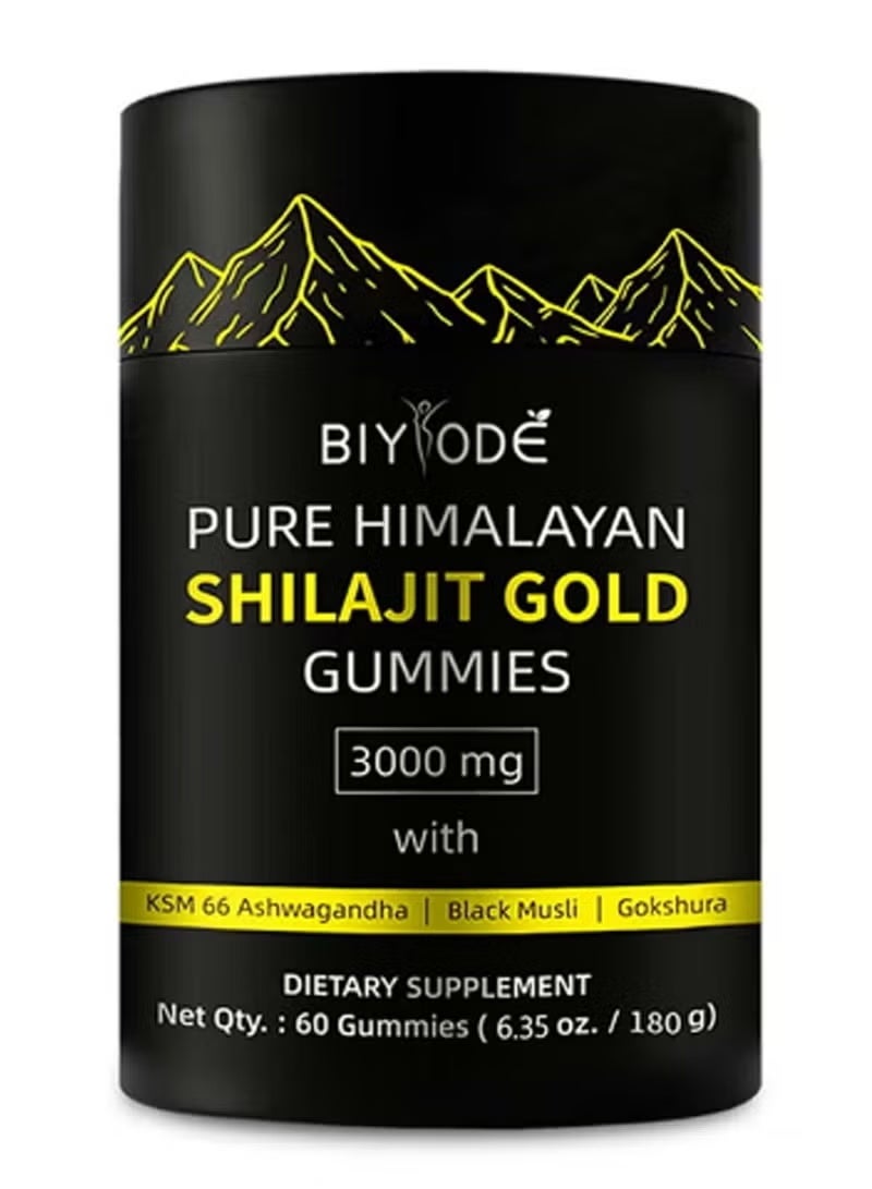 BIYODE Shilajit Gummies,Pure Shilajit Himalayan Rich in Ashwagandha Gokshura Fulvic Acid 85 Micronutrients Suitable for Men and Women Non-GMO,100% Natural And Organic,No Added Sugar - Image 1