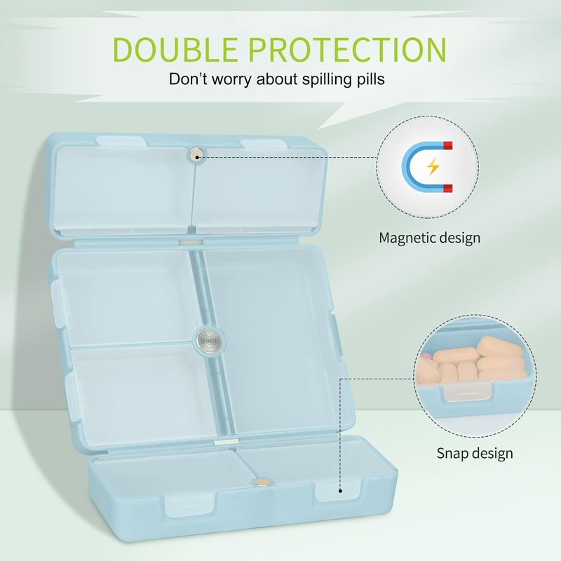 FYY 7 Day Pill Box Organiser - Travel Pill Case, [Folding Design][Large Capacity] Portable Pill Dispenser Container for Vitamins, Cod Liver Oil, Supplements, Medication Cyan - Image 4