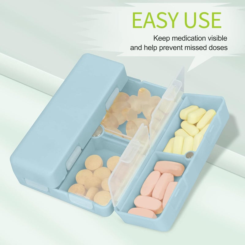 FYY 7 Day Pill Box Organiser - Travel Pill Case, [Folding Design][Large Capacity] Portable Pill Dispenser Container for Vitamins, Cod Liver Oil, Supplements, Medication Cyan - Image 5