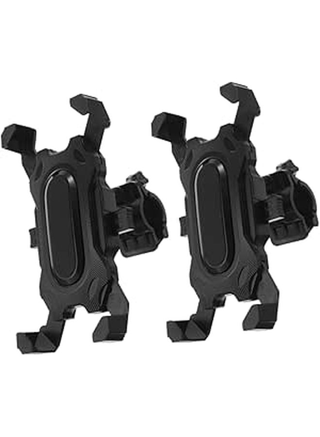 2pcs Adjustable Handlebar Phone Mount For Motorcycle Scooter Mobile Holder Riding Navigation Communication Stable Black - Image 1
