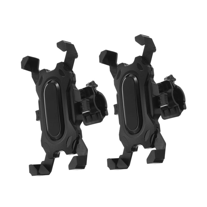 2pcs Adjustable Handlebar Phone Mount For Motorcycle Scooter Mobile Holder Riding Navigation Communication Stable Black - Image 2