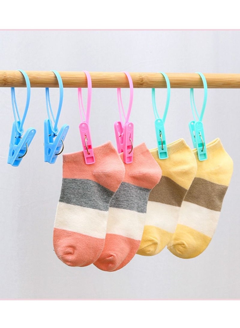 Y&D 24Pcs Clothes Peg Clip Pins,Multicolor Rope Hanging line Windproof Hanger Sock Drying PP Plastic Clips Hooks Mini Closepins Pegs Photo Craft - Image 2