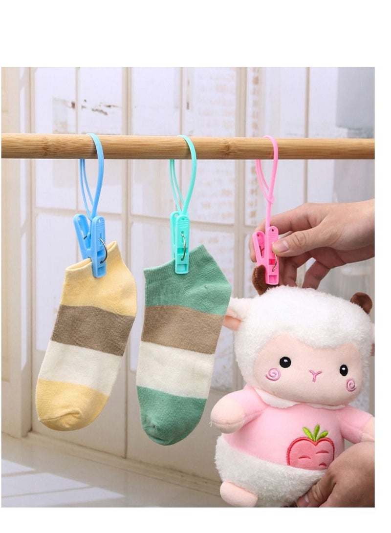 Y&D 24Pcs Clothes Peg Clip Pins,Multicolor Rope Hanging line Windproof Hanger Sock Drying PP Plastic Clips Hooks Mini Closepins Pegs Photo Craft - Image 4