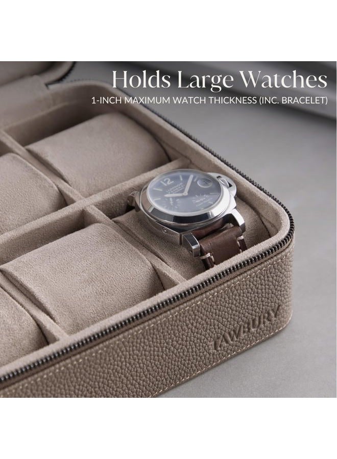 TAWBURY Leather Watch Box with 8 Compartments - Elegant and Secure Storage for Your Watches (Taupe) - Image 4