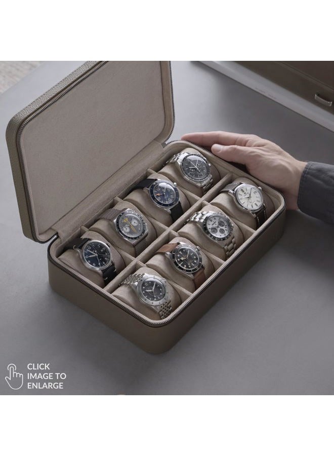 TAWBURY Leather Watch Box with 8 Compartments - Elegant and Secure Storage for Your Watches (Taupe) - Image 2