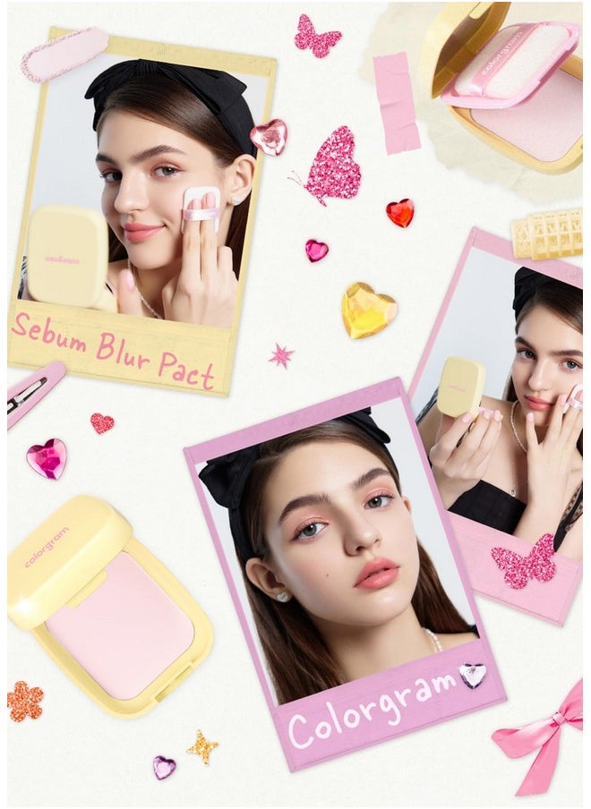COLORGRAM - Colorgram Sebum Retouching Blur Pact | Poreless-Looking Pressed Setting Face Powder for Normal to Oily Skin, Provides Weightless, Matte Finish with Soft Focus Effect - Image 1
