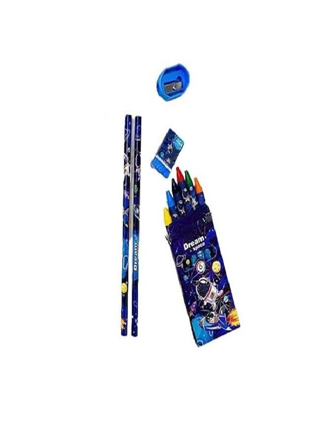 Taufa Villa Space Backpack with Stationery Gift Set for Boys - 6-Piece School Kit with Space-Themed Bag, Watercolor,Pencil Set, Color Pencils, Diary, Crayons - Perfect for Birthday - Image 3