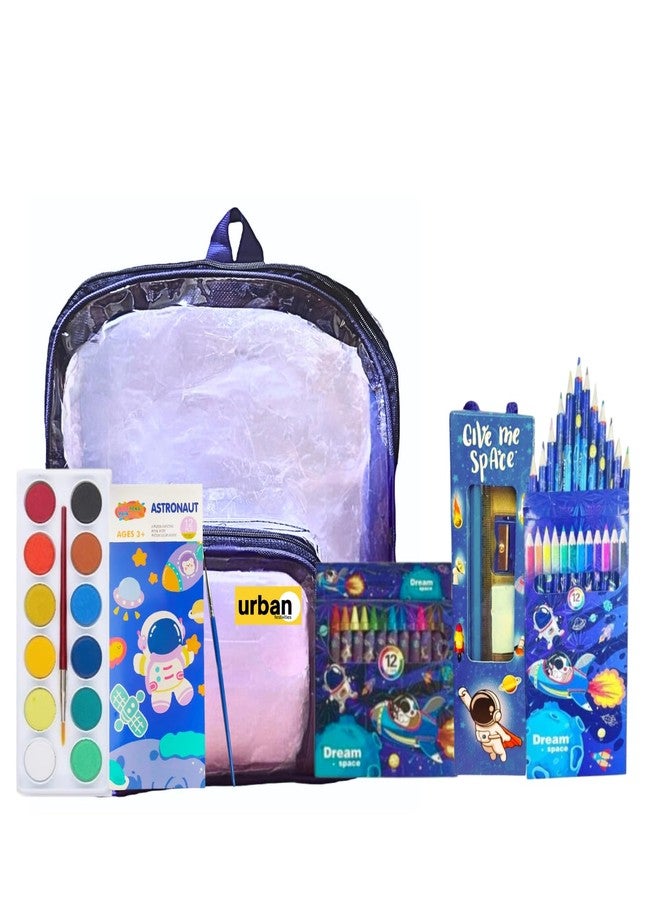 Taufa Villa Space Backpack with Stationery Gift Set for Boys - 6-Piece School Kit with Space-Themed Bag, Watercolor,Pencil Set, Color Pencils, Diary, Crayons - Perfect for Birthday - Image 1