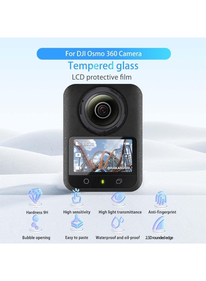 2-Pack Screen Protector for DJI Osmo 360 Camera Tempered Glass Camera Screen Protector 9 Hardness HD Clear Anti-Scratch and Bubble-Free Protective Film - Image 2
