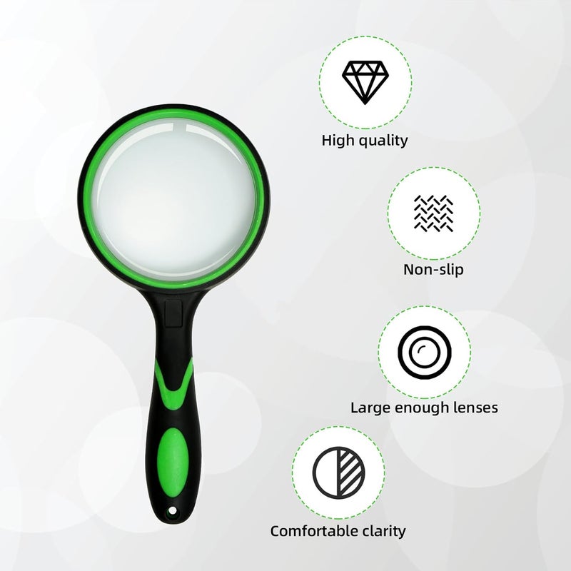 Ueixieo Magnifying Glass75mm 10X Handheld Reading Magnifier for Seniors & Kids, Magnifying Glass for Book Newspaper Reading, Kids Nature Hobby and Science - Image 2