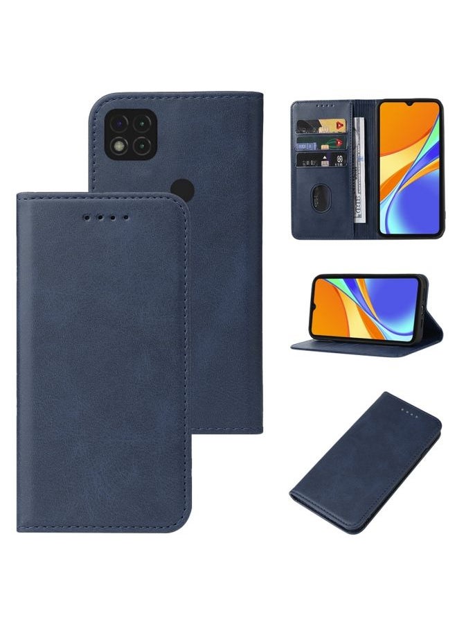 HuHa Case Cover For Xiaomi Redmi 9C NFC Magnetic Closure Leather Phone Case Blue 