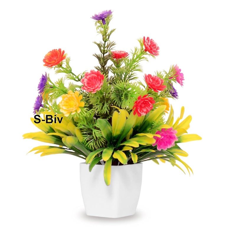 S-Biv SBiv Artificial Rose Plant with Premium Pot Artificial Rose Suitable for Home Decoration Office Desk Study Table Artificial Bonsai with Pot Pack of 2  - Image 2