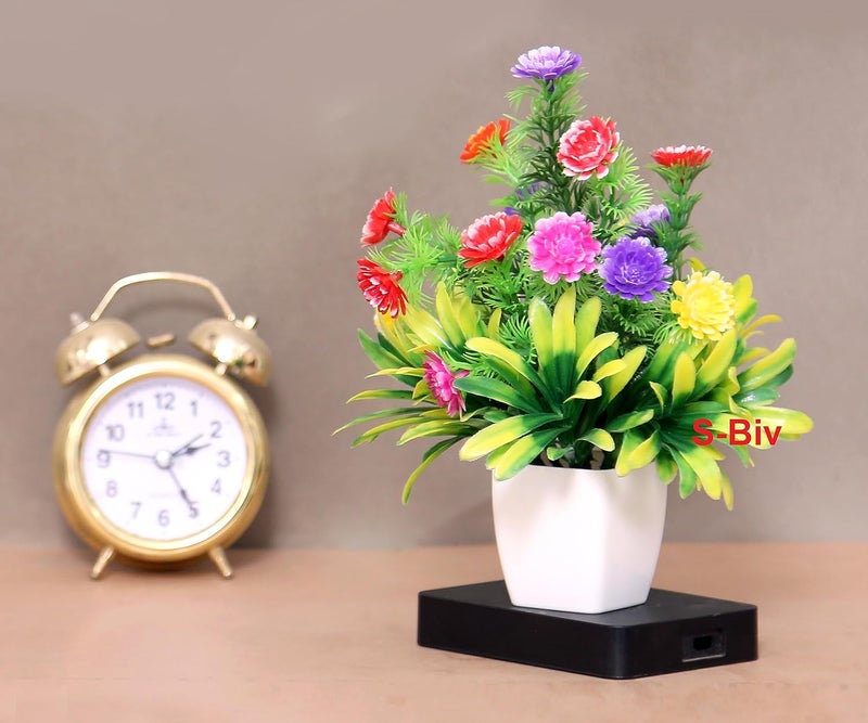 S-Biv SBiv Artificial Rose Plant with Premium Pot Artificial Rose Suitable for Home Decoration Office Desk Study Table Artificial Bonsai with Pot Pack of 2  - Image 3