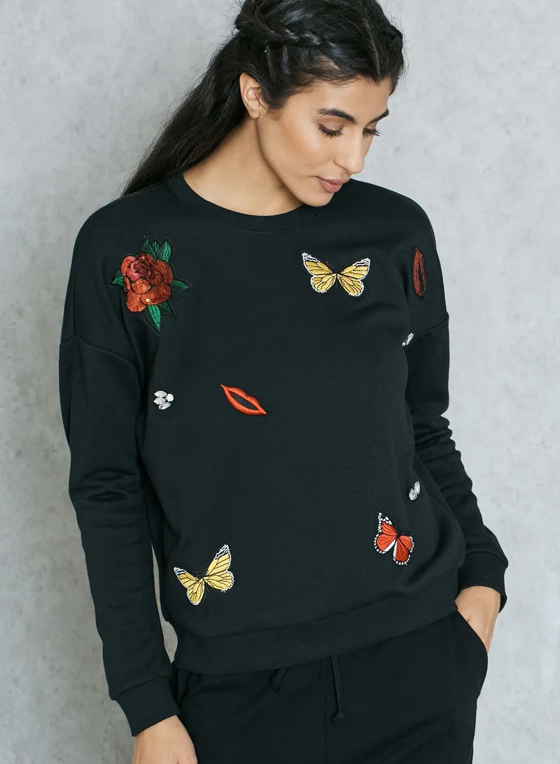FOREVER 21 Butterfly Patches Sweatshirt