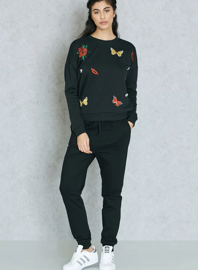 FOREVER 21 Butterfly Patches Sweatshirt