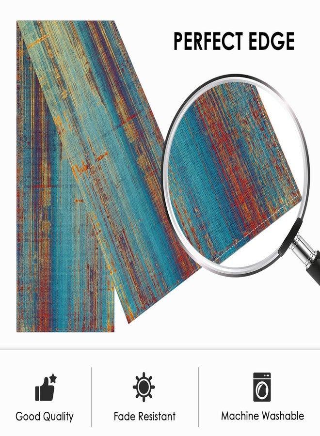 Emvency Blue and Orange Table Runner, Vintage Abstract Messy Rust Painting Dining Decor for Kitchen Coffee Table Family Dinners Holiday Parties Wedding Events Decor(13x72 inch) - Image 2