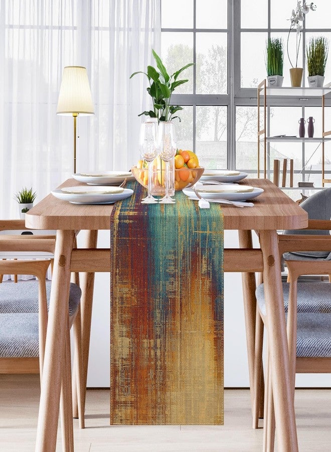 Emvency Blue and Orange Table Runner, Vintage Abstract Messy Rust Painting Dining Decor for Kitchen Coffee Table Family Dinners Holiday Parties Wedding Events Decor(13x72 inch) - Image 5