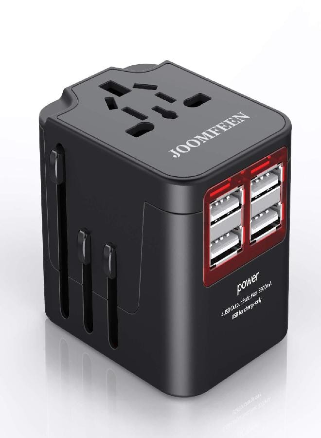 JOOMFEEN Universal Travel Power Adapter Worldwide(Black)  - Image 1