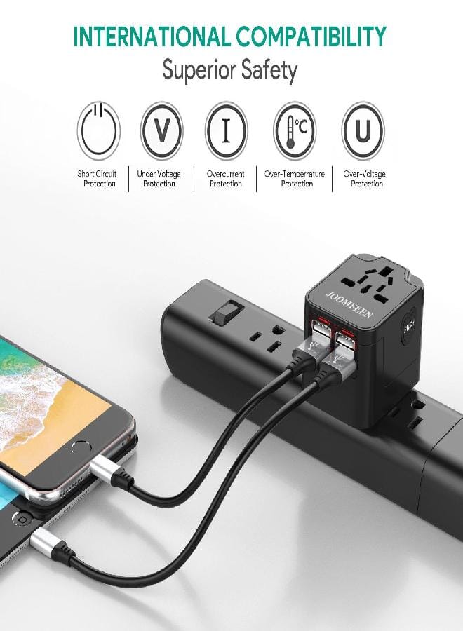 JOOMFEEN Universal Travel Power Adapter Worldwide(Black)  - Image 4
