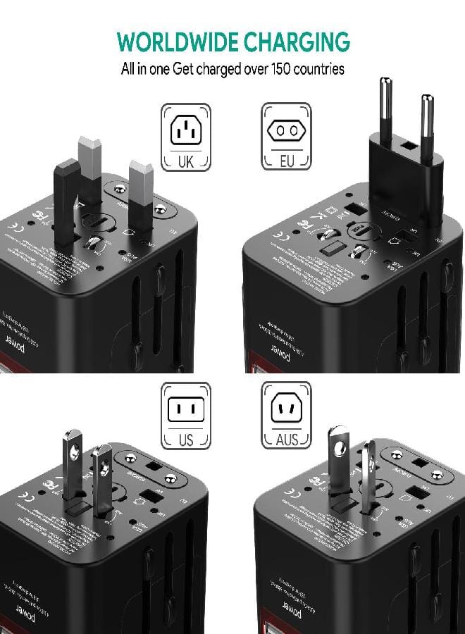 JOOMFEEN Universal Travel Power Adapter Worldwide(Black)  - Image 2