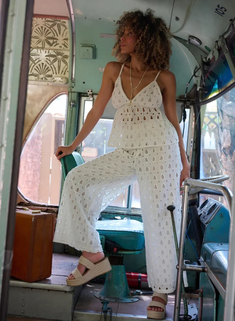 Just Nature Arya Eyelet Wide Leg Trousers