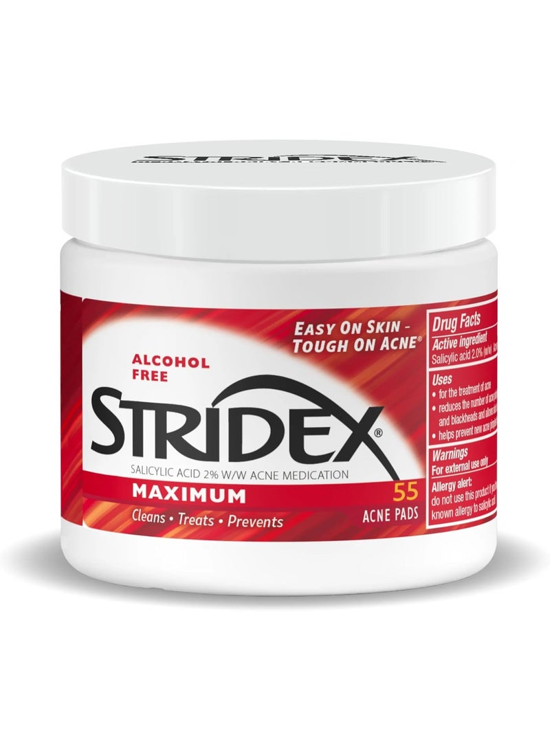 Stridex Strength Medicated Pads, Maximum, 55 Count - Image 1