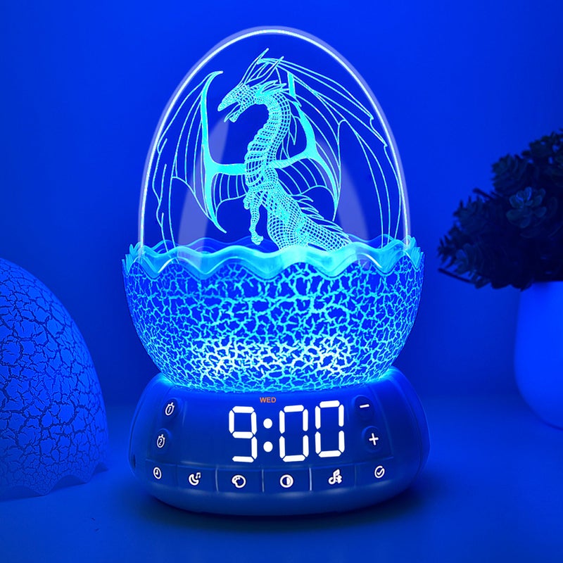 MTDYHY Dragon Egg Digital Clock Ok to Wake Up Alarm Clock with Portable Egg Night LightSleep Training MachineBluetooth Speaker Illuminated Buttons Control Color Volume Brightness - Image 2