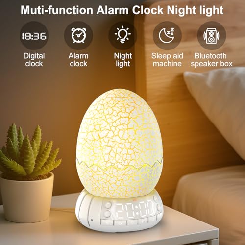 MTDYHY Dragon Egg Digital Clock Ok to Wake Up Alarm Clock with Portable Egg Night LightSleep Training MachineBluetooth Speaker Illuminated Buttons Control Color Volume Brightness - Image 3