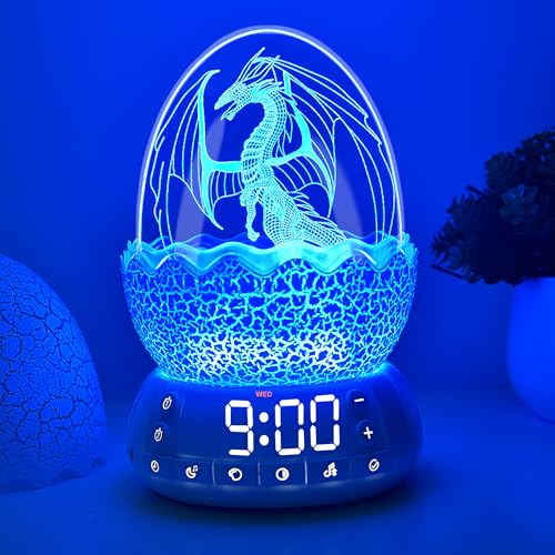MTDYHY Dragon Egg Digital Clock Ok to Wake Up Alarm Clock with Portable Egg Night LightSleep Training MachineBluetooth Speaker Illuminated Buttons Control Color Volume Brightness - Image 1