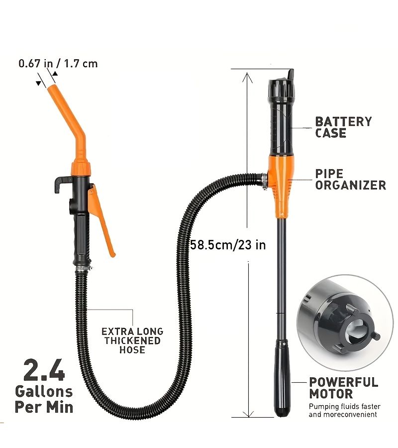 Portable Fuel Transfer Pump Battery Powered Liquid Pump With Flow Control Nozzle Battery Not Included 2.4 Gallons Per Minute High Efficiency For Gasoline Diesel Kerosene Model AL 2240 - Image 5