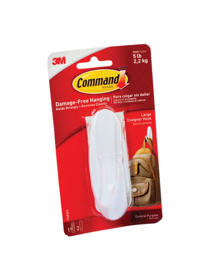 Command Designer Adhesive Hook with 2 Strips White Large 17083ES  - Image 1