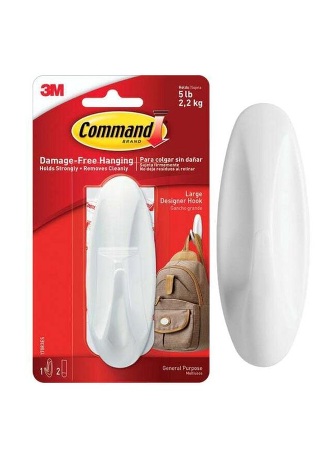 Command Designer Adhesive Hook with 2 Strips White Large 17083ES  - Image 4