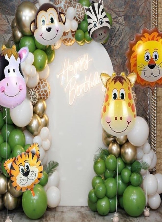 مجموعة بالونات كيتر (عبوة من 6 قطع) بتصميم الغابة، بالونات فويل بتصميم الغابة للزينة، بالون فويل بتصميم حيوان، بالون فويل على شكل وجه حيوان لأعياد الميلاد، زينة أعياد ميلاد بتصميم الحيوانات، متعدد الألوان - Image 2