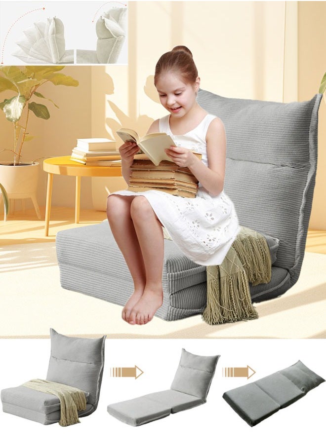 VUCATIN - Folding Sofa Bed Convertible Sleeper Chair Foldable Matress with Back Support Portable Fold Out Chair Bed Comfy Floor Sofa Lounge for Living Room Bedroom (Grey-B) - Image 1