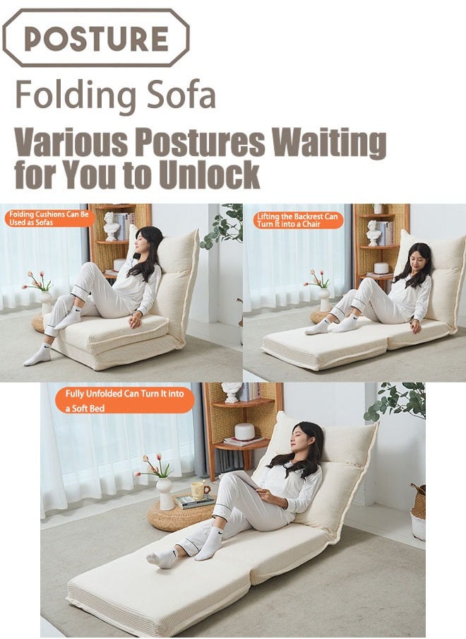 VUCATIN - Folding Sofa Bed Convertible Sleeper Chair Foldable Matress with Back Support Portable Fold Out Chair Bed Comfy Floor Sofa Lounge for Living Room Bedroom (Grey-B) - Image 1