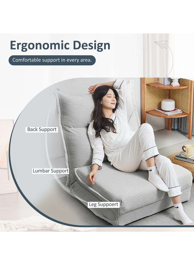 VUCATIN - Folding Sofa Bed Convertible Sleeper Chair Foldable Matress with Back Support Portable Fold Out Chair Bed Comfy Floor Sofa Lounge for Living Room Bedroom (Grey-B) - Image 1