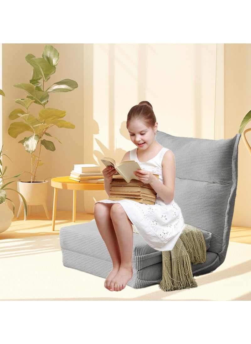 VUCATIN - Folding Sofa Bed Convertible Sleeper Chair Foldable Matress with Back Support Portable Fold Out Chair Bed Comfy Floor Sofa Lounge for Living Room Bedroom (Grey-B) - Image 1