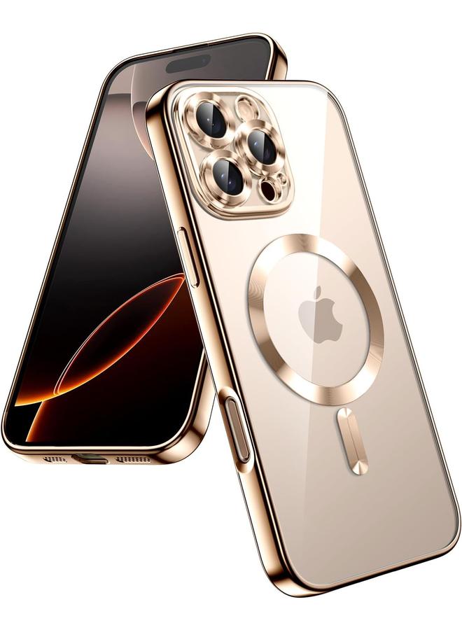 جي تيك جراب شفاف ناعم لهاتف Iphone 16 Pro Max مقاس 6.9 بوصة مع حماية كاملة لعدسة الكاميرا متوافق مع Magsafe للشحن اللاسلكي غطاء هاتف TPU مطلي بالكهرباء مقاوم للصدمات من التيتانيوم الصحراوي - Image 1