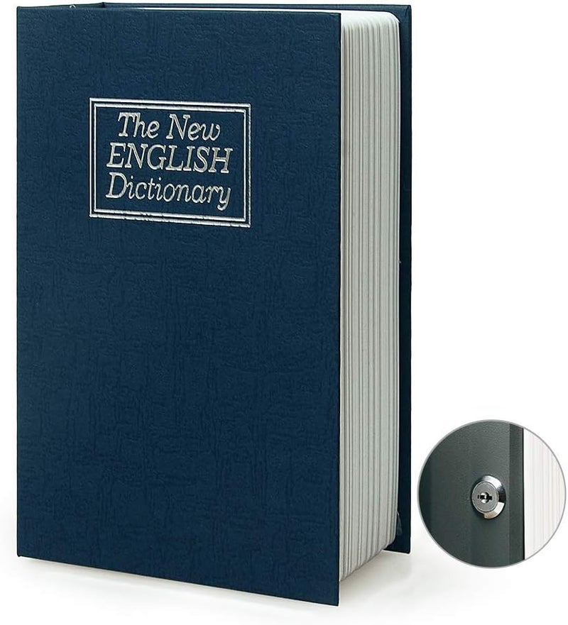 PACOLO Diversion Book Safe Storage Box (9.5"×6"×2.2"), Dictionary Secret Safe Can with Security Key Lock, Diversion Book Hidden Safe (Blue dictionary,Key) - Image 1