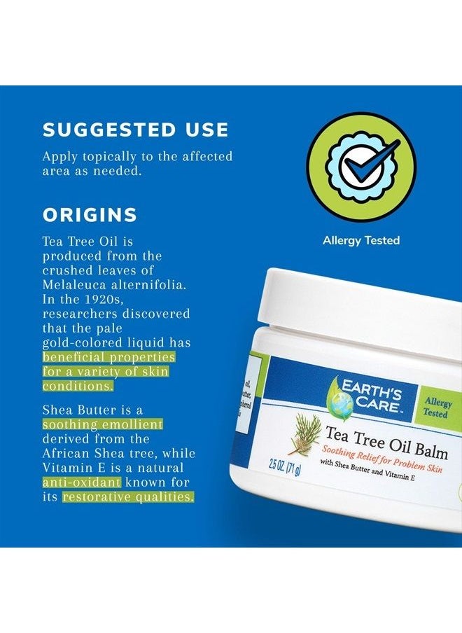 Earth's Care - Tea Tree Oil Balm - Tea Tree Moisturizer for Problem Skin - Repair Cream with Shea Butter and Vitamin E 2.5 oz. (71 g) - Image 1