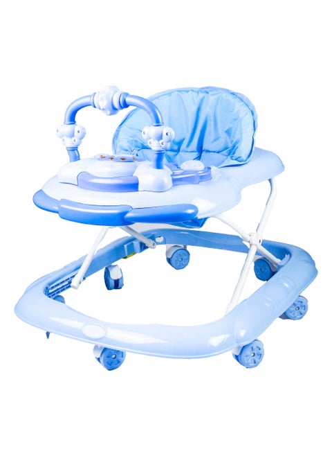 Adjustable Foldable Baby Walker with Activity Center – 2-in-1 Sit-to-Stand Push Walker for Toddlers and Babies (6 Months+), Lightweight with Removable Tray, Music, and Safety Brakes – Ideal for Learning to Walk-Blue