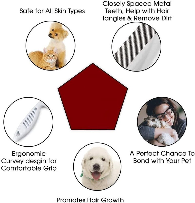 SCIENISH Pet Hair Flea Comb Stainless Pin Dog Cat Grooming Brush Clean Tool - Image 3