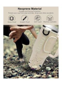 KASTWAVE Water Bottle Carrier Bag Compatible with Stanley 40 Oz Tumbler, Water Bottle Holder with Shoulder Strap and Phone Pocket, Bottle Accessories for Walking Hiking Travelling, Beige  - Image 5