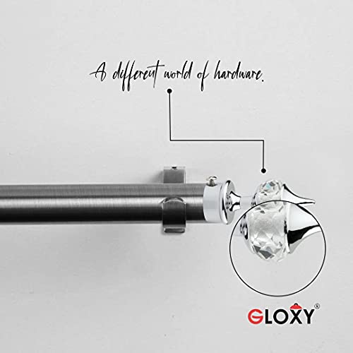 GLOXY Enterprise Aluminium Single Diamond Curtain Brackets Parda Holders with Support Fittings 1 Inch Rod Pocket Finials Designer Door and Window (Silver 6 Pair) - Image 3