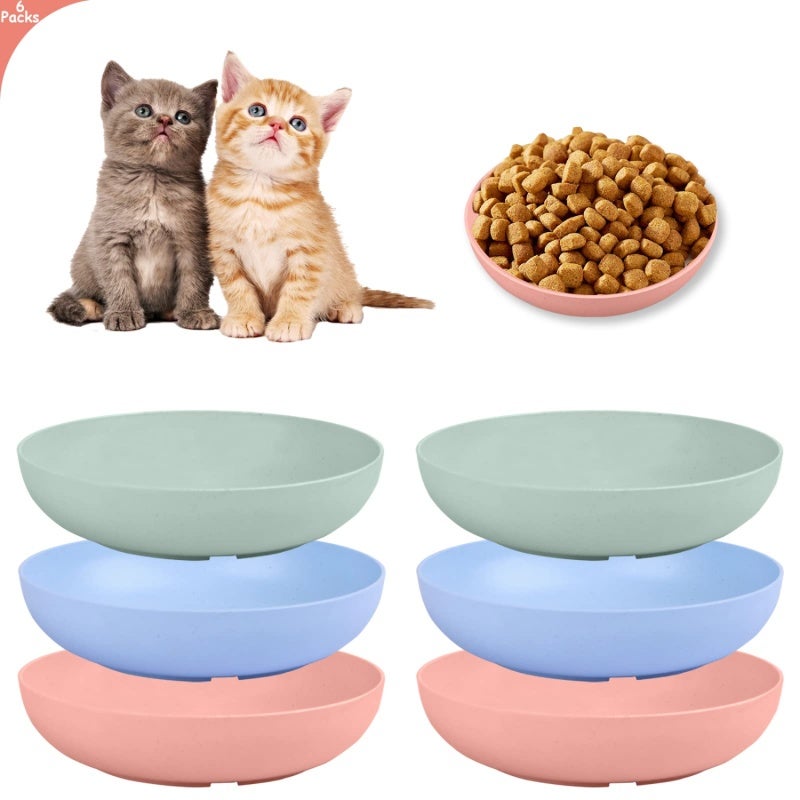 Shallow Cat Bowls 15 cm Wheat Straw Pet Food Dish for Whisker Fatigue - Easy Clean Safe Cat Feeding Dishware for Kittens Short Legged Cats - Image 2