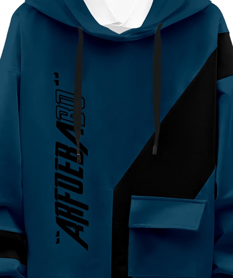 AUSK Teal Cotton Blend Men's Regular Fit Full Sleeve Hooded T-Shirt - Image 4