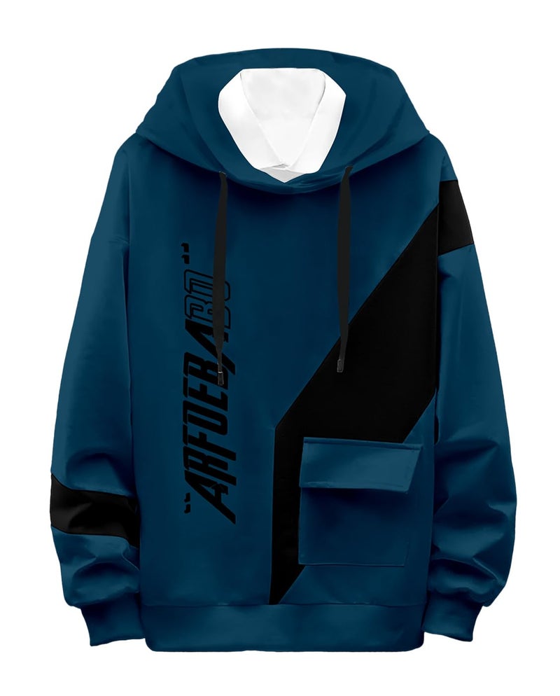 AUSK Teal Cotton Blend Men's Regular Fit Full Sleeve Hooded T-Shirt - Image 5