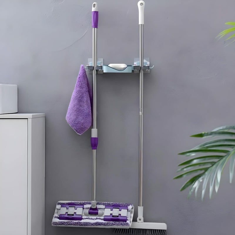 Kuber Industries Kuber Industries MopBroom Holder Wall Mount MopBroom Storage Organizer SelfAdhesive Tool Storage Rack for Garden Garage MopBroom Storage Holder SM001BL Blue  - Image 2
